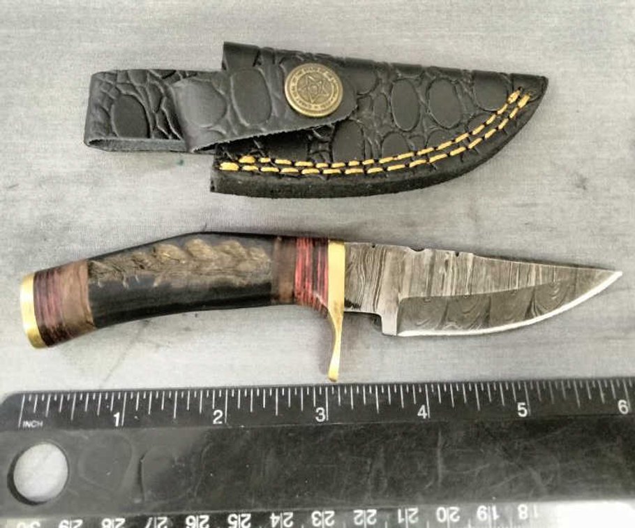 Damascus Hunting Knife 6.25" w/Sheath