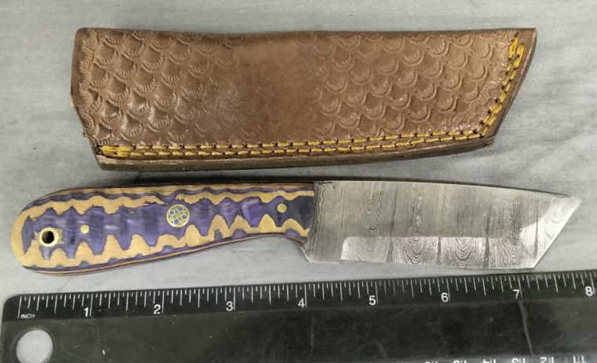 Damascus Hunting Knife 8" w/Sheath