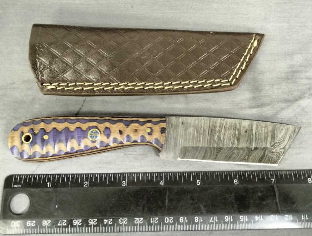 Damascus Hunting Knife 8" w/Sheath