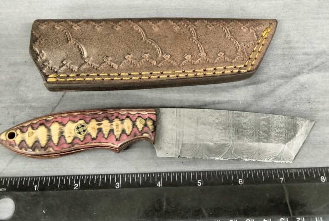 Damascus Hunting Knife 8" w/Sheath