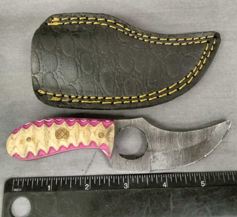 Damascus Skinner Knife 6" w/Sheath