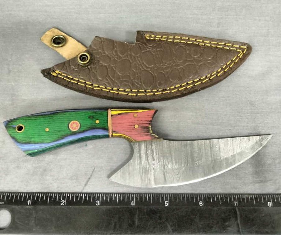 Damascus Ulu Knife 8.5" w/Sheath