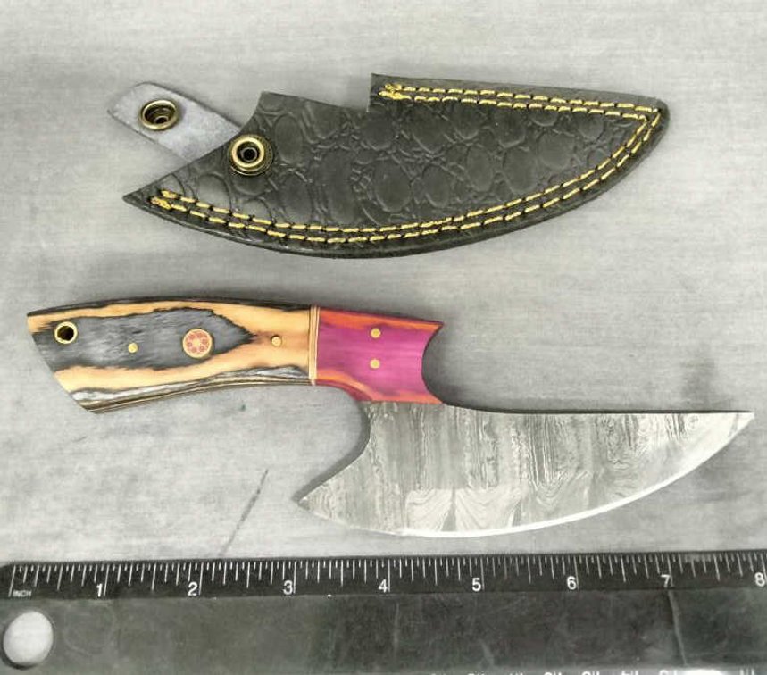 Damascus Ulu Knife 8.5" w/Sheath