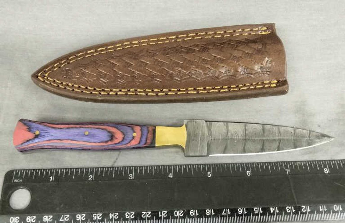 Damascus Dagger Knife 8.5" w/Sheath