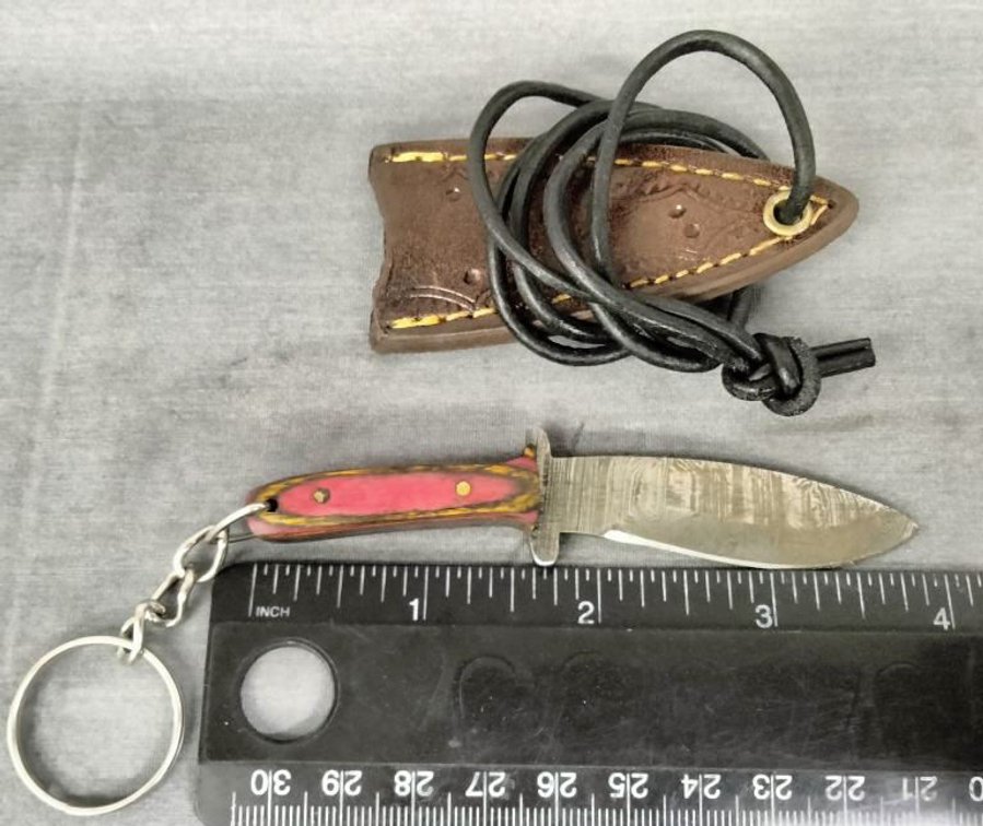 Miniature Damascus Knife Key Chain w/Sheath
