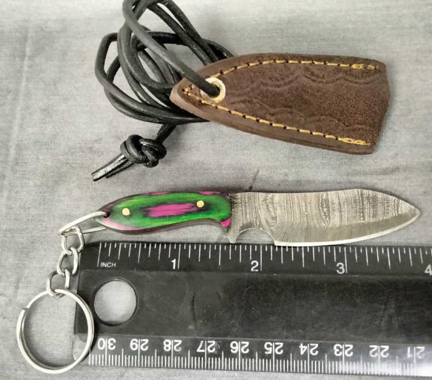 Miniature Damascus Knife Key Chain w/Sheath