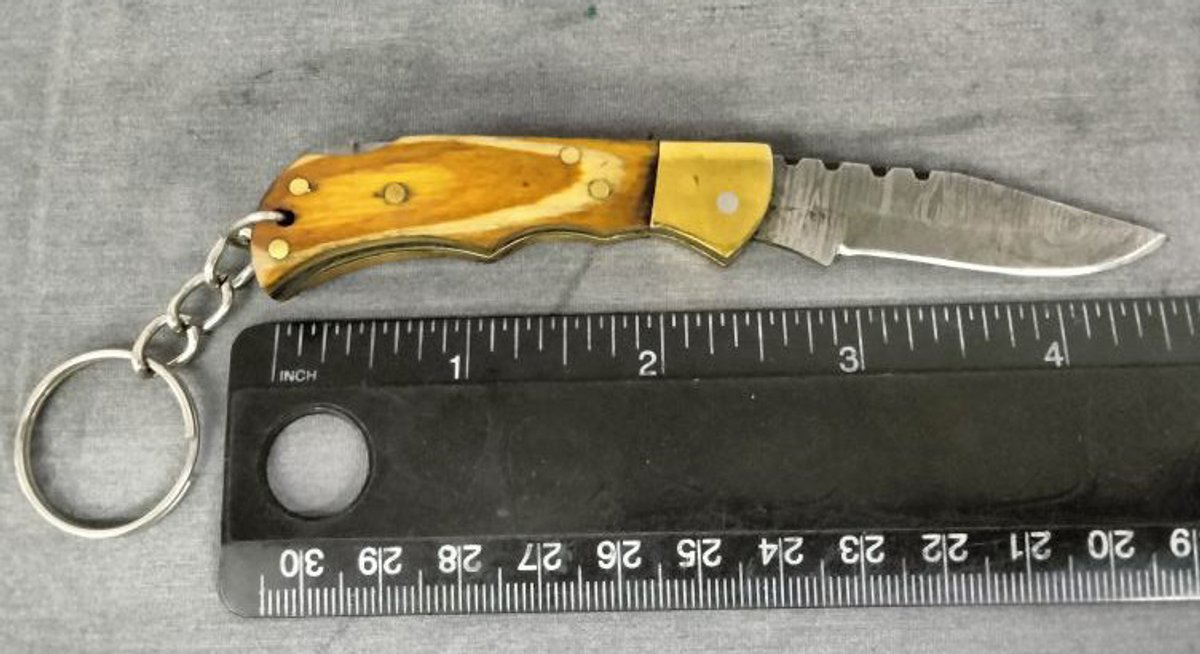 Damascus Pocket Knife Key Chain 4.5"