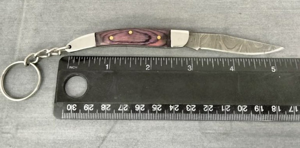 Damascus Pocket Knife Key Chain 5.25"
