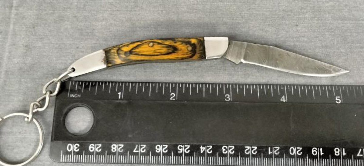 Damascus Pocket Knife Key Chain 5.25"