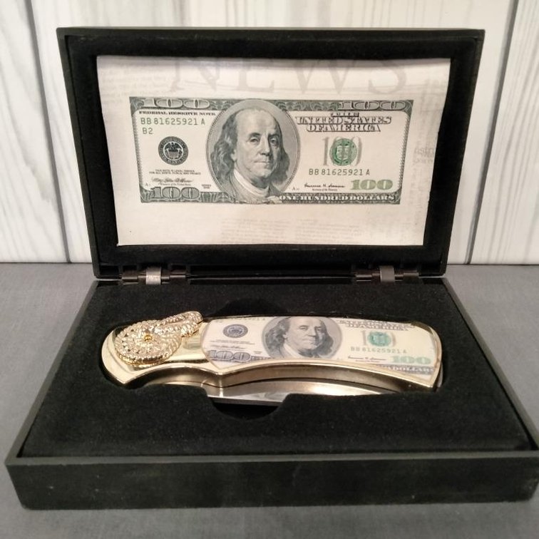 100 Dollar Bill" Collectible Pocket Knife