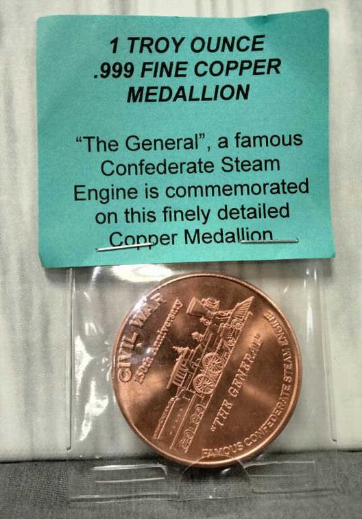 1 Troy oz. .999 Fine Copper The General Medallion