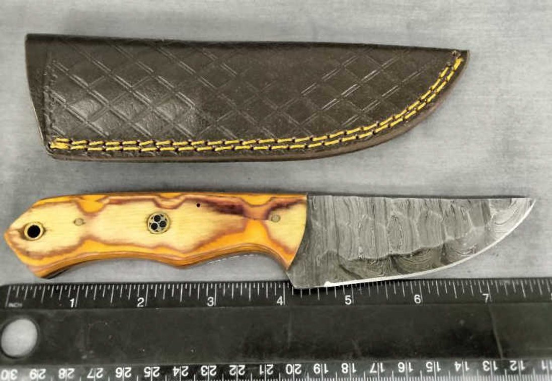 Damascus Hunting Knife 8" w/Sheath