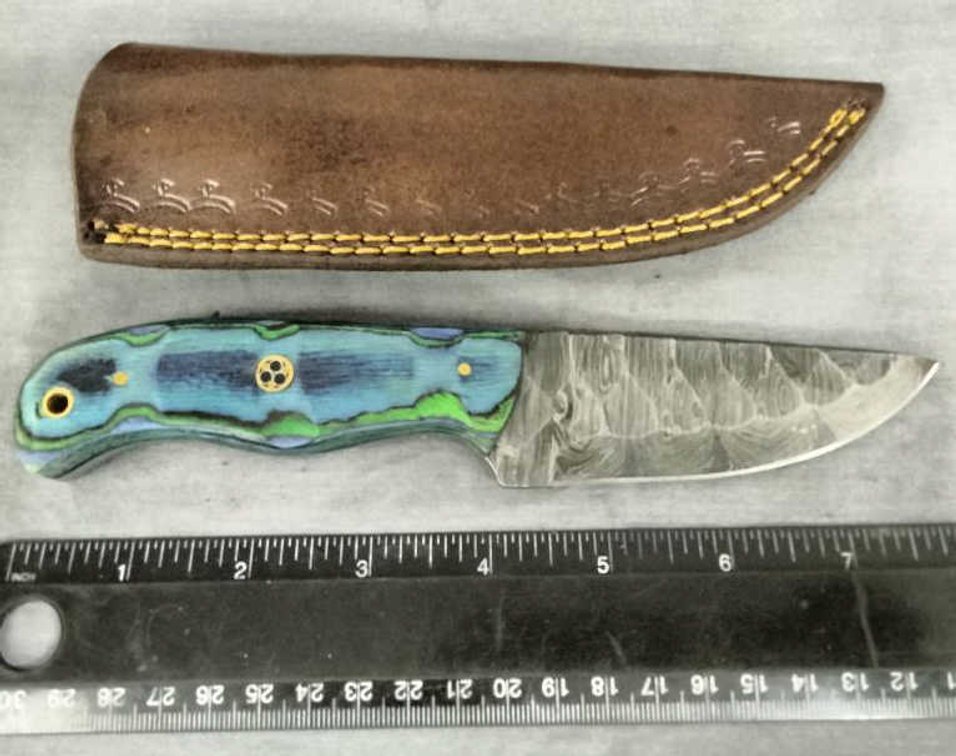 Damascus Hunting Knife 8" w/Sheath