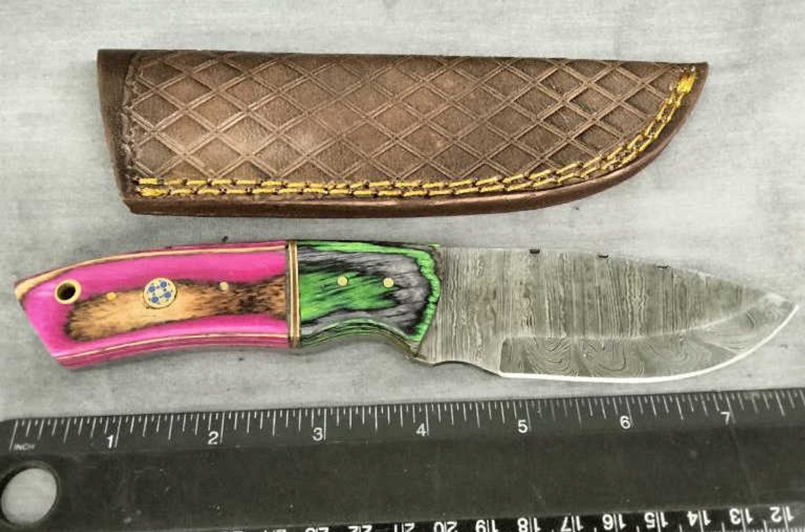 Damascus Hunting Knife 8" w/Sheath