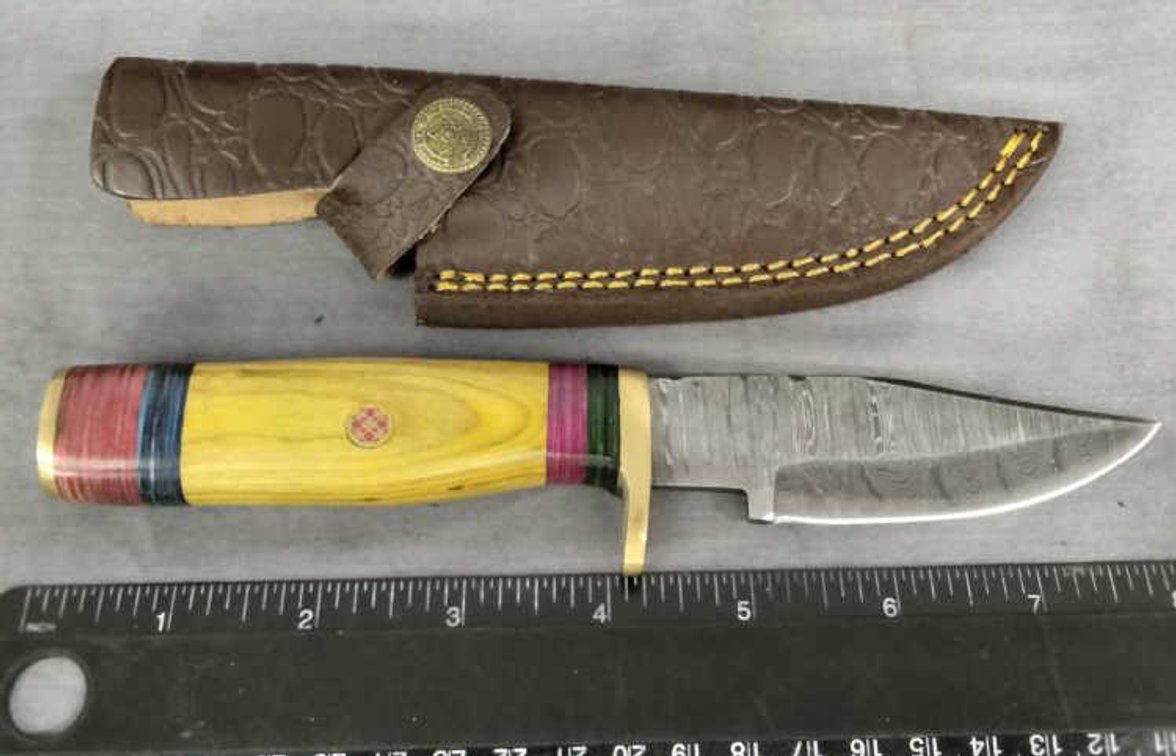 Damascus Hunting Knife 8" w/Sheath