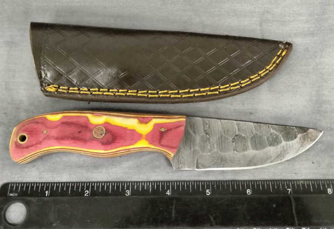 Damascus Hunting Knife 8" w/Sheath