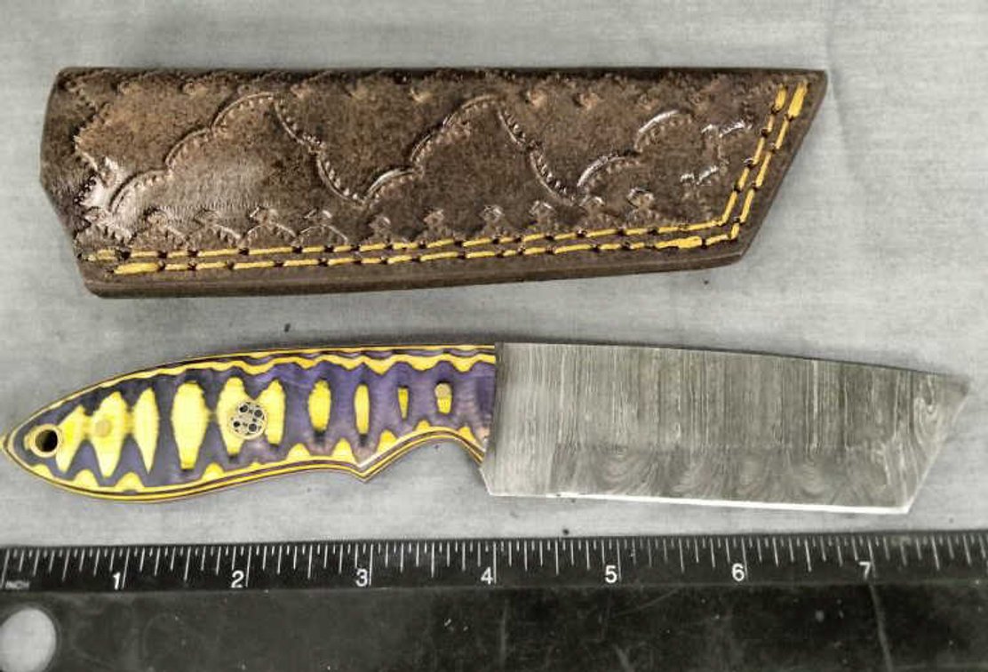 Damascus Hunting Knife 8" w/Sheath