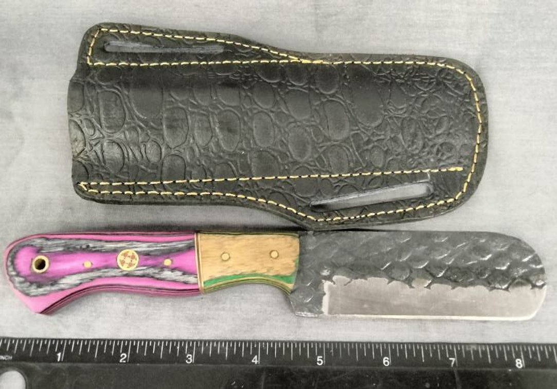 Damascus Bull Cutter Knife 8.5" w/Belt Holder