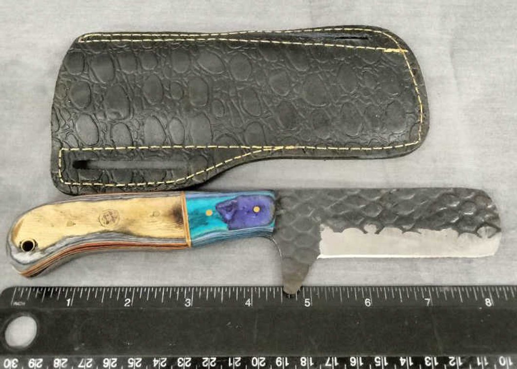 Damascus Bull Cutter Knife 8.5" w/Belt Holder