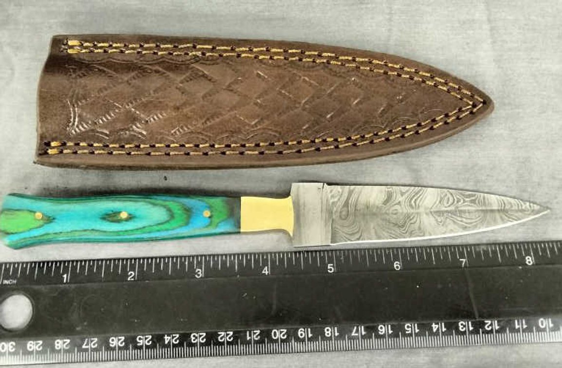 Damascus Dagger Knife 8.5" w/Sheath