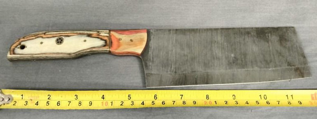 Damascus Cleaver 12" Orange & Tan Handle