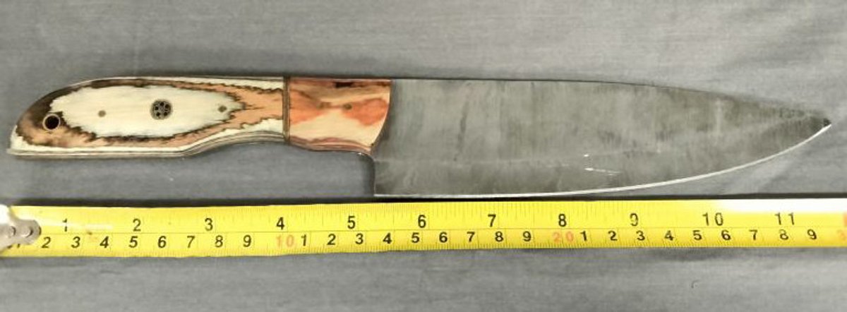 Damascus 12" Orange & Tan Handle