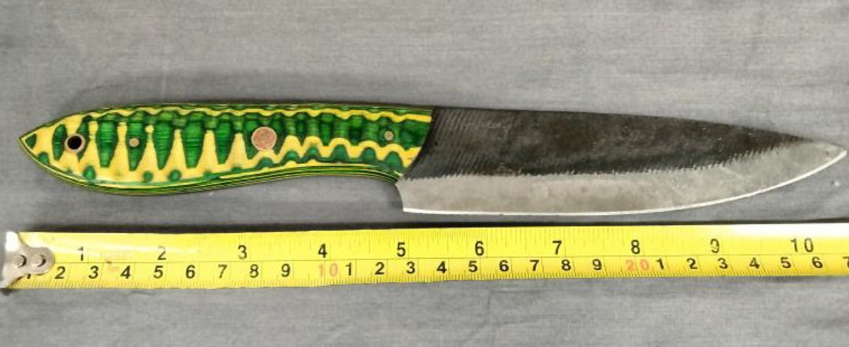 Knife11" Yellow & Green Handle