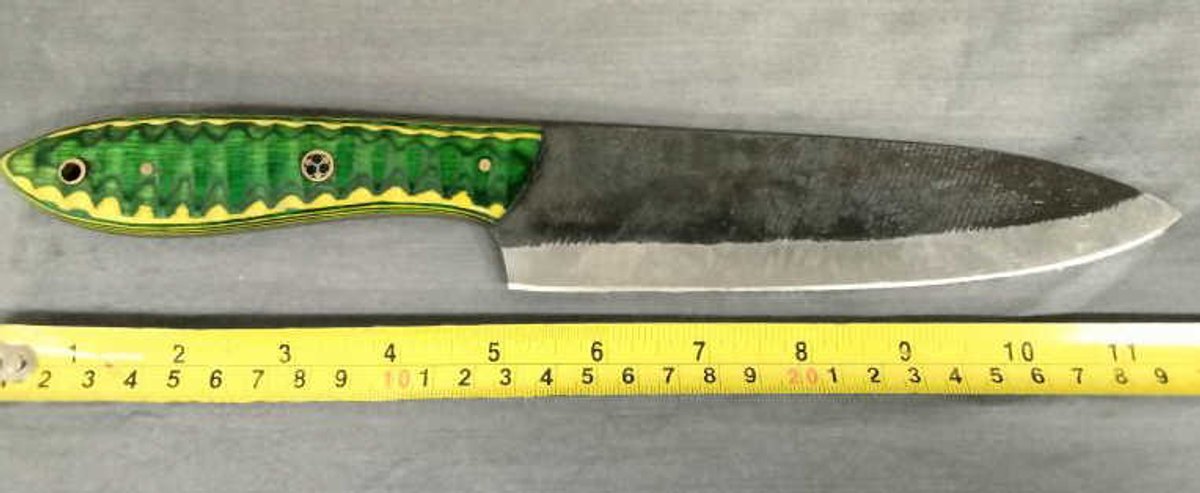 Knife12" Yellow & Green Handle