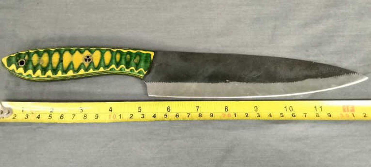 Knife13" Yellow & Green Handle