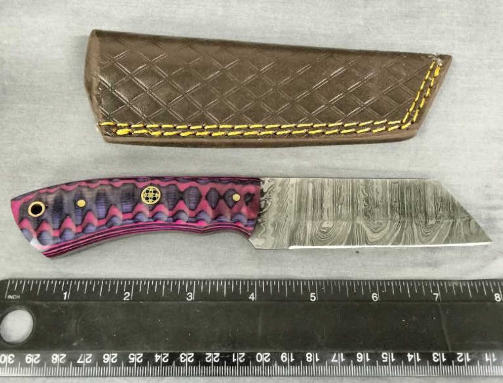 Damascus Hunting Knife 8" w/Sheath