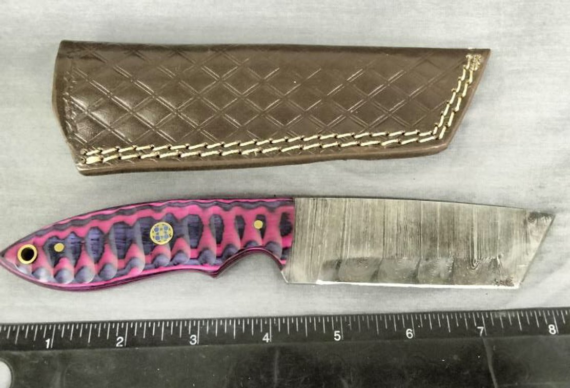 Damascus Hunting Knife 8" w/Sheath