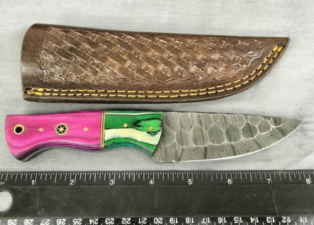 Damascus Hunting Knife 8" w/Sheath