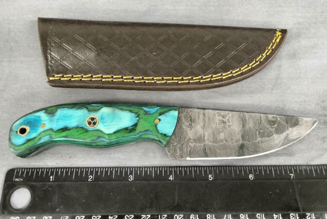 Damascus Hunting Knife 8" w/Sheath