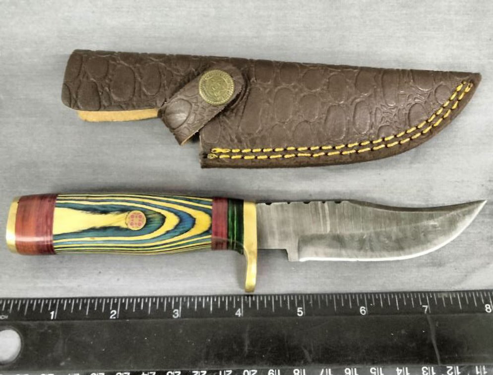 Damascus Hunting Knife 8" w/Sheath