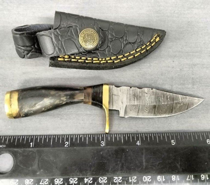 Damascus Hunting Knife 6" w/Sheath