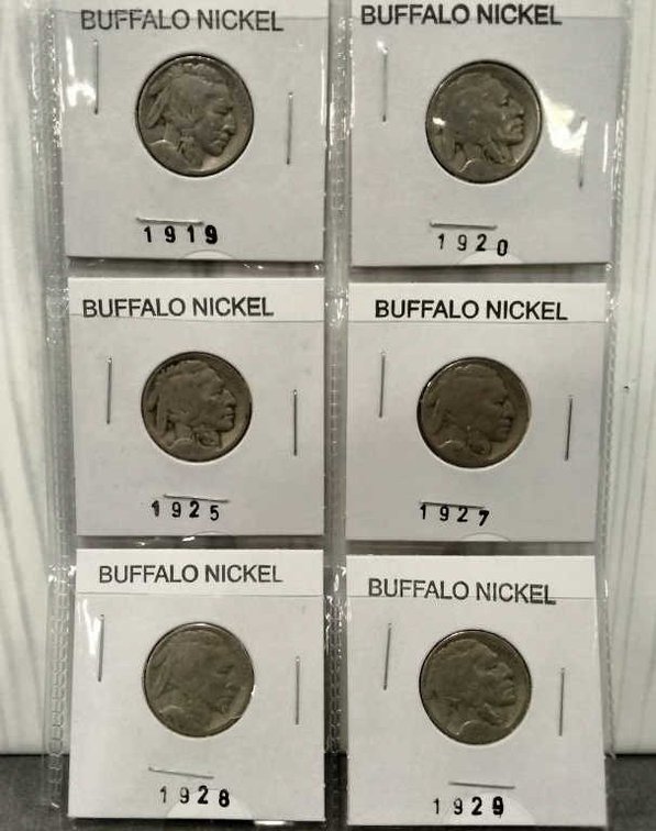 (6) Buffalo Nickels