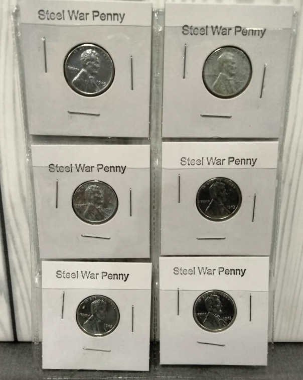 (6) 1943 Steel War Cents