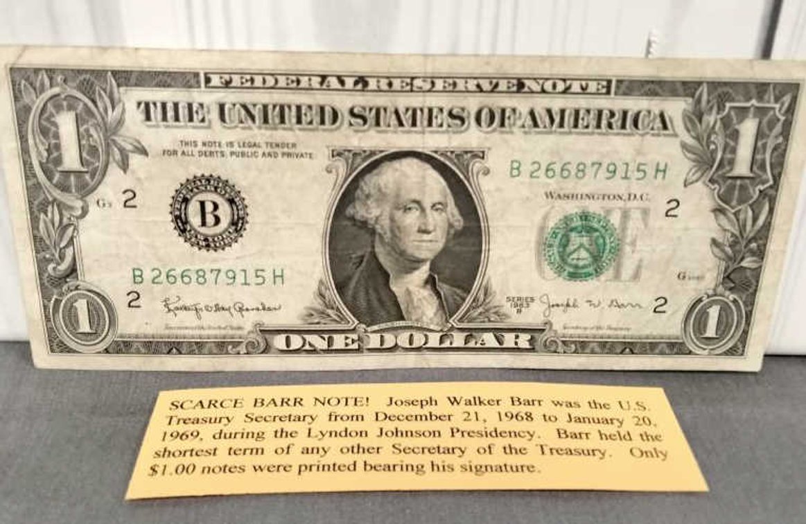 1963 Joseph W. Barr $ 1 Note