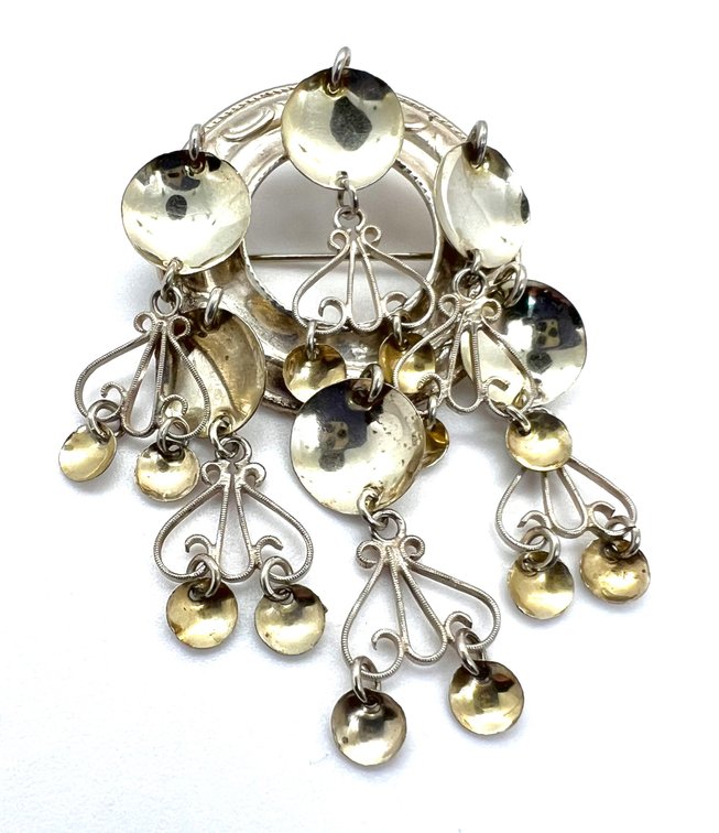 Vintage Norwegian Sterling Solje Wedding Brooch - Signed