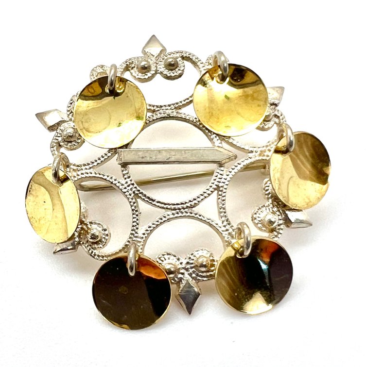 Vintage Norwegian Sterling Silver Solje Wedding Brooch