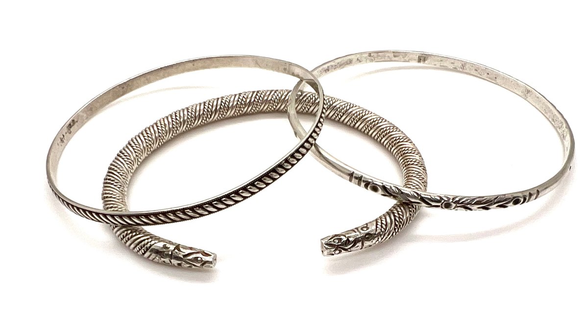 3 Sterling Silver Bangle Bracelets