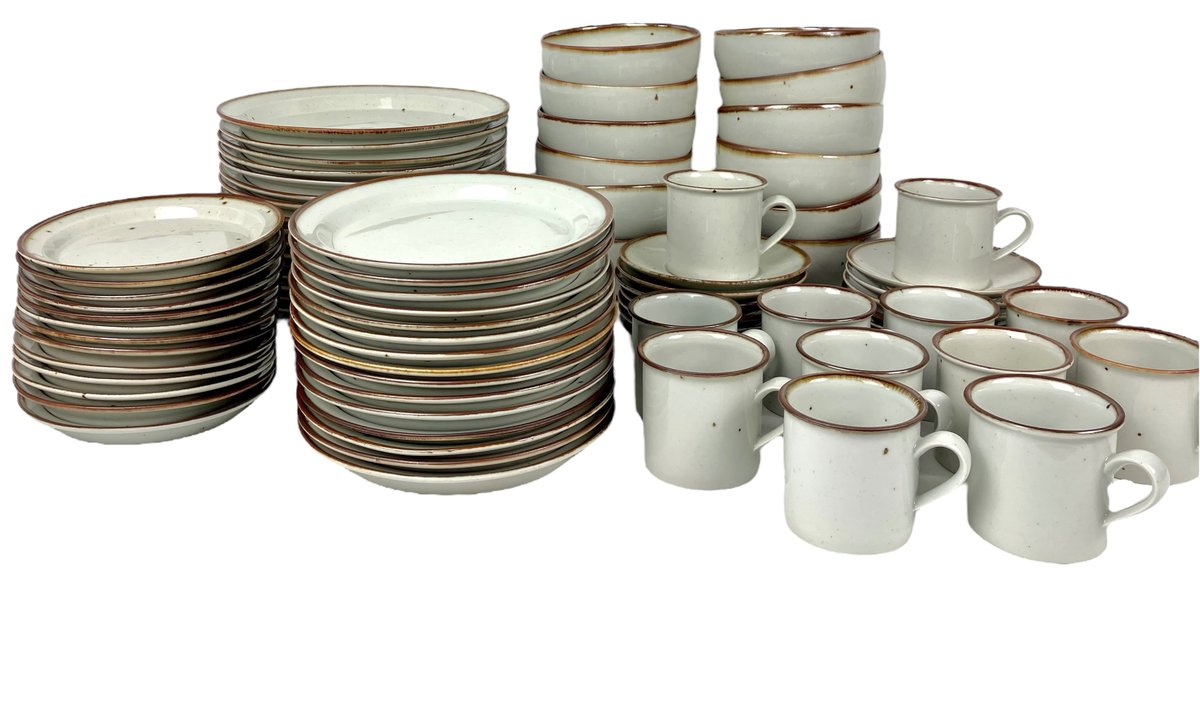 Vintage Dansk Stoneware Set in Brown Mist - Denmark - Service for 12