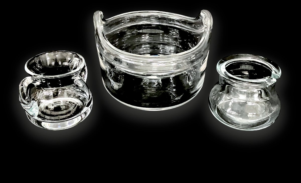 Art Glass Ice Bucket, Sugar Bowl and Jam Jar