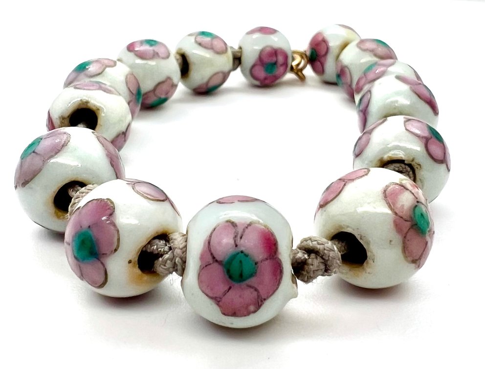 Chinese Hand-painted Porcelain Bead Bracelet 