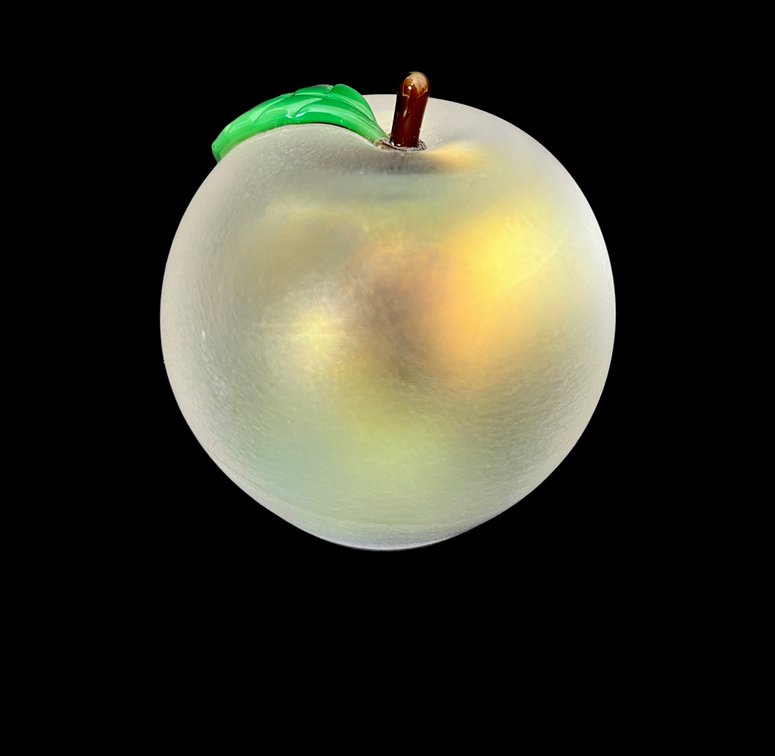 Orient Flume Iridescent Art Glass Apple Paperweight