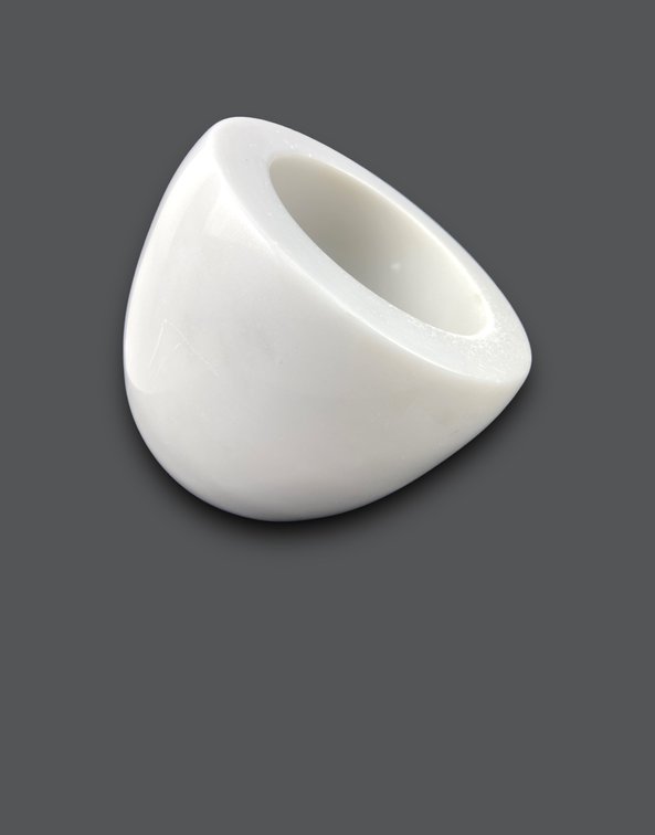 White Marble Angled Bowl/ Vessel 