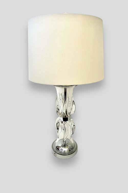 Vintage Clear Acrylic and Chrome Table Lamp