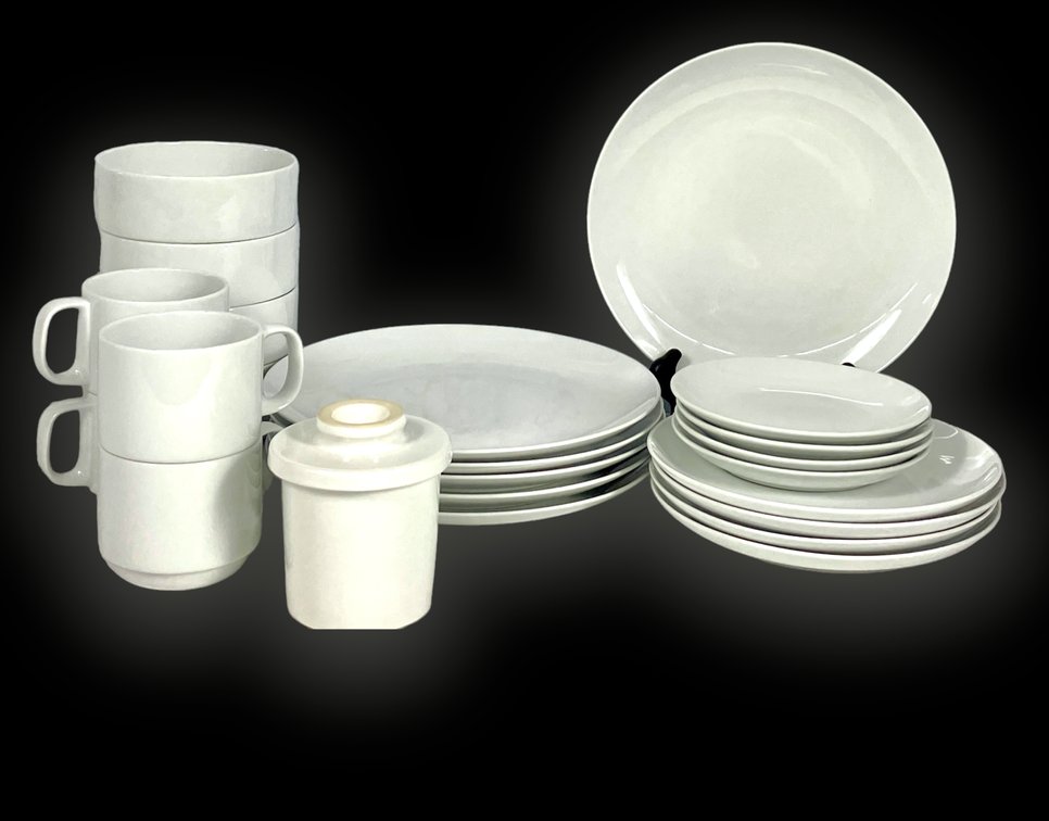 Crate & Barrel White Porcelain Dishes - Logan and Aspen Patterns