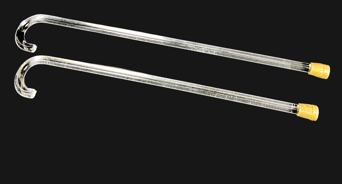 2 Vintage Lucite Crook Handled Canes