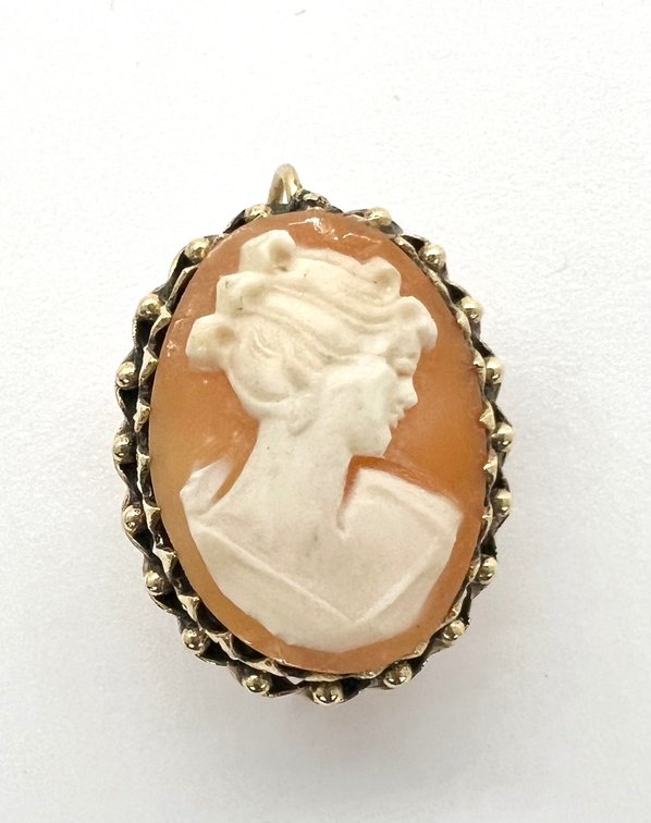 14K Yellow Gold Oval Cameo Pin
